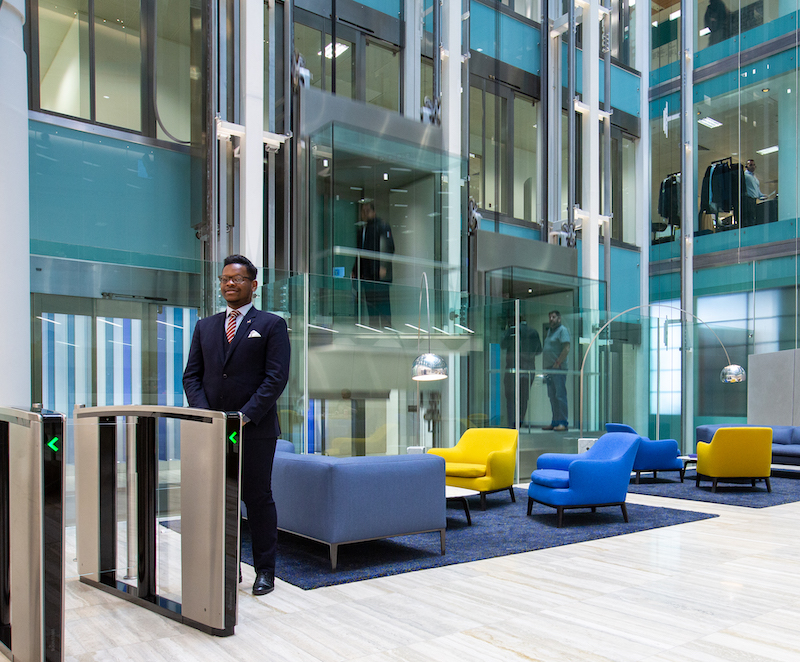 Security Officers in a building reception